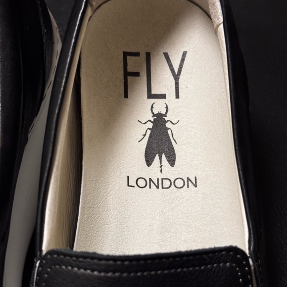 Fly London Black and White Platform Slip-Ons - Picture 7 of 12